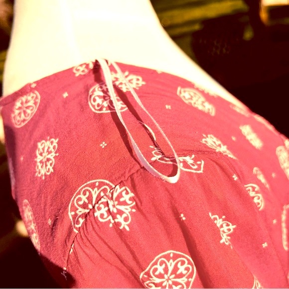 H&M L.O.G.G. Vintage Red Boho Slip Dress Sz.8 or M - Picture 8 of 13